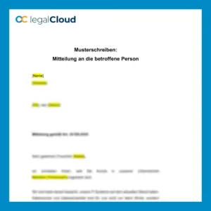 Mitteilung an betroffene Person - Datenschutzvorfall nach Art. 34 DSGVO (D59) - Vorschau