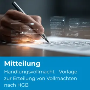 Mitteilung Handlungsvollmacht - Vorlage zur Erteilung von Vollmachten nach HGB - Produktbild