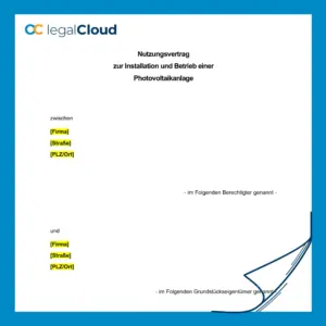 Nutzungsvertrag Photovoltaikanlage - Installation und Betrieb - Vorschau