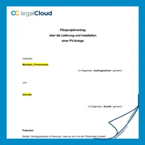 Pilotprojekt-Vertrag PV-Anlage Lieferung und Installation rechtssicher Muster (46) - Vorschau