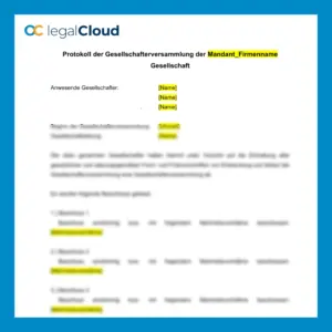 Protokoll der Gesellschafterversammlung - rechtssichere Vorlage GmbH - Vorschau