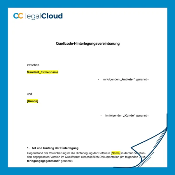 Quellcode-Hinterlegungsvereinbarung Software-Sicherung Muster (36) - Vorschau