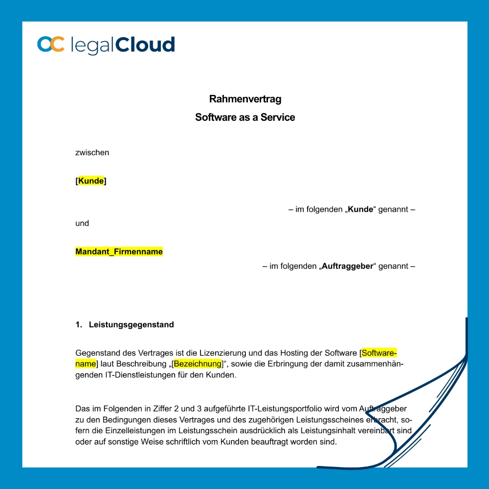 Rahmenvertrag Software as a Service (SaaS) - Mustervertrag für Lizenzierung, Hosting & IT-Dienstleistungen (59) - Vorschau