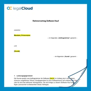 Rahmenvertrag Softwarekauf - rechtssichere Vorlage mit Lizenzregelung (92) - Vorschau