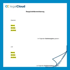 Rangrücktrittsvereinbarung (Darlehensvertrag) - Vorschau