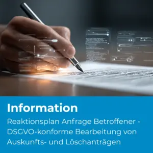 Reaktionsplan Anfrage Betroffener - DSGVO-konforme Bearbeitung von Auskunfts- und Löschanträgen (D64) - Produktbild