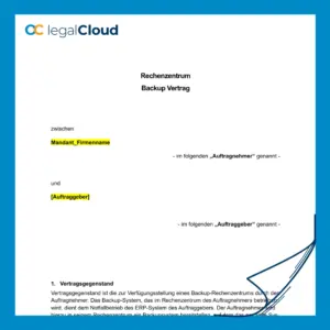Rechenzentrum Backup-Vertrag - Muster für Systemhäuser, Reseller Hosting und Managed Service Provider (3) - Vorschau
