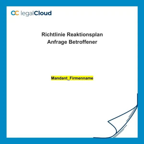 Richtlinie Reaktionsplan Anfrage Betroffener - DSGVO-konforme Bearbeitung (D24) - Vorschau
