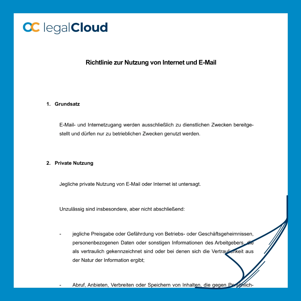 Richtlinie zur Internet- und E-Mail-Nutzung im Betrieb - Rechtssichere Vorlage (D18) - Vorschau