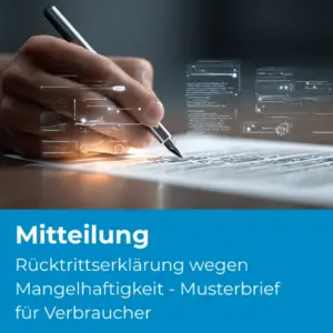Rücktrittserklärung wegen Mangelhaftigkeit - Musterbrief für Verbraucher - Produktbild