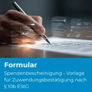 Spendenbescheinigung - Vorlage für Zuwendungsbestätigung nach § 10b EStG - Produktbild