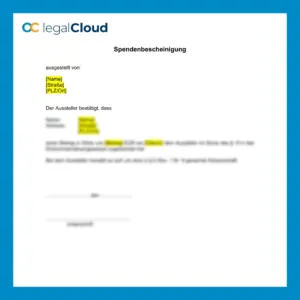 Spendenbescheinigung - Vorlage für Zuwendungsbestätigung nach § 10b EStG - Vorschau
