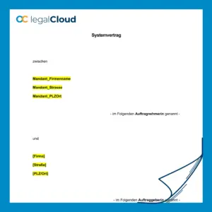 Systemvertrag Implementierung Softwarelösung - Muster für ERP und Individualsoftware mit Projektschein - Vorschau