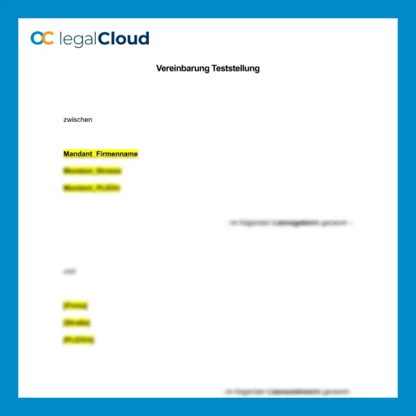 Teststellungsvereinbarung Software - Mustervertrag für B2B Software-Testphase Softwarehersteller und Systemhäuser - Vorschau