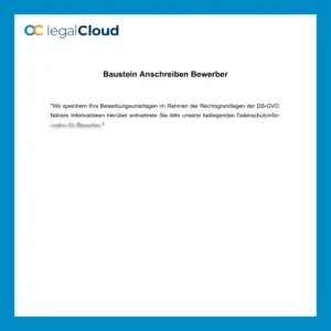 Textbaustein Bewerber - DSGVO-konforme Formulierung zur Datenspeicherung (D85) - Vorschau