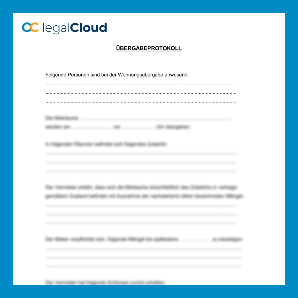 Übergabeprotokoll für Mietwohnungen zur Wohnungsübergabe und zum Ende des Mietverhältnisses - Vorschau
