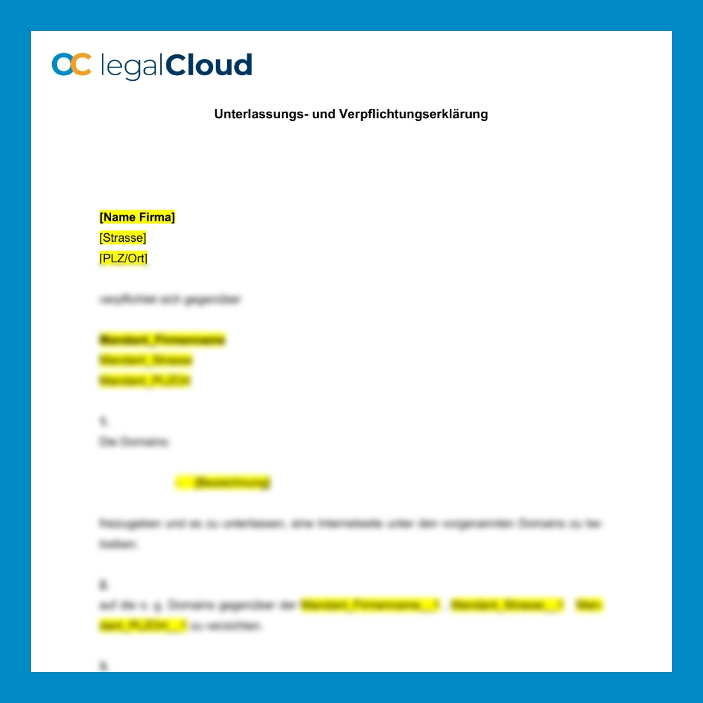 Unterlassungserklärung Domain - Verpflichtung zur Freigabe und Verzicht - Vorschau