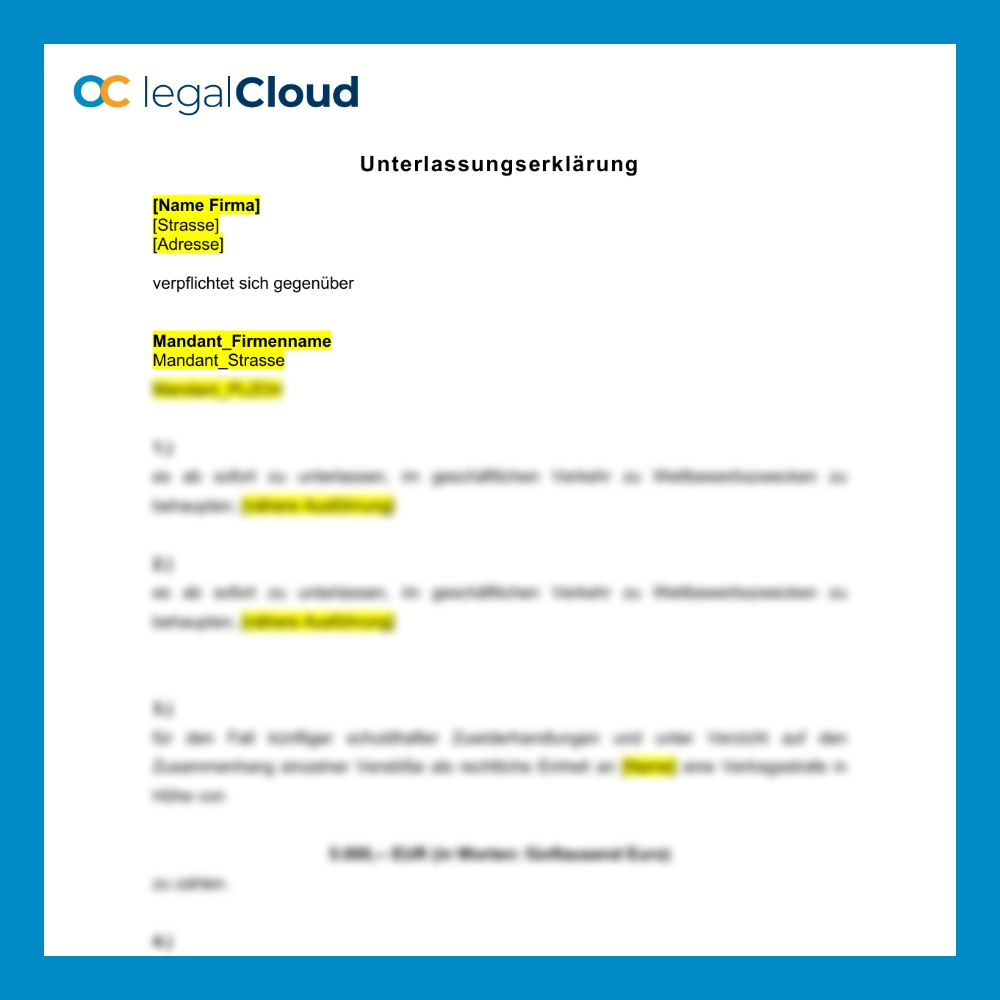 Unterlassungserklärung - Muster gegen unlautere Werbung - Vorschau