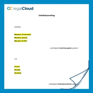 Unterlizenzvertrag Muster für Lizenznehmer und Lizenzgeber - Vorschau