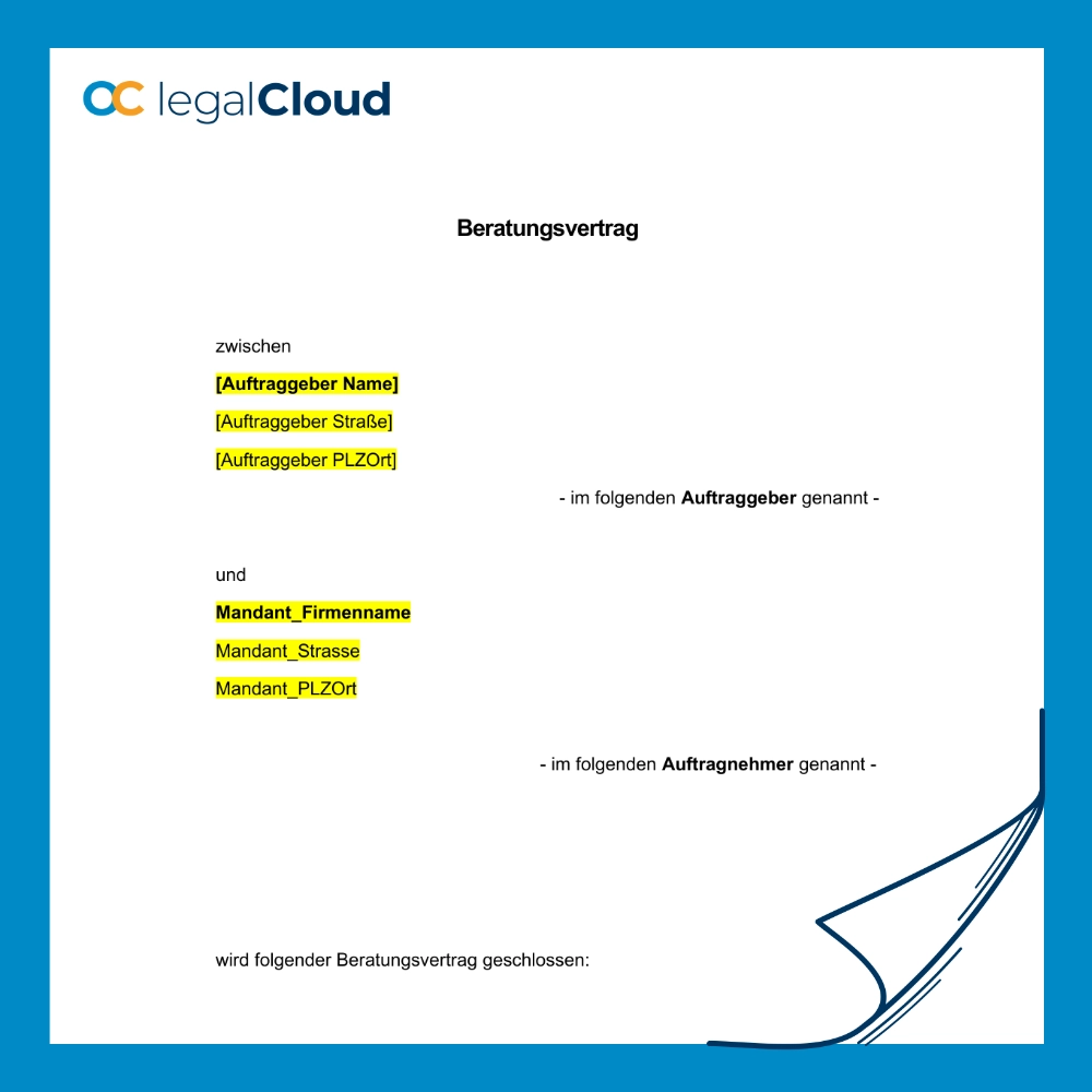 Unternehmensberatungsvertrag rechtssicher - Beratungsvertrag für KMU - Vorschau