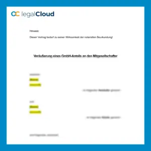 Veräußerung GmbH-Anteil an Mitgesellschafter - rechtssichere Vorlage für Abtretung - Vorschau