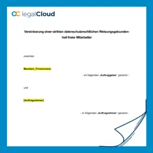 Vereinbarung datenschutzrechtliche Weisungsgebundenheit freier Mitarbeiter Muster (D53) - Vorschau