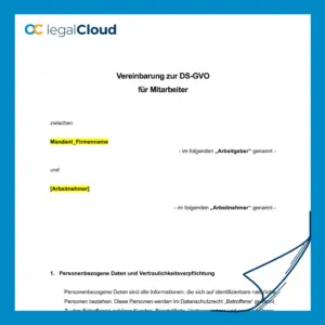 Vereinbarung DSGVO Mitarbeiter Datenschutzrechtliche Verpflichtung (D11) - Vorschau