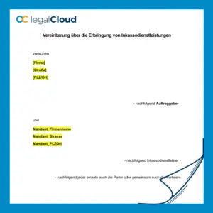 Vereinbarung Inkassodienstleistungen Muster nach RDG für Forderungseinzug - Vorschau