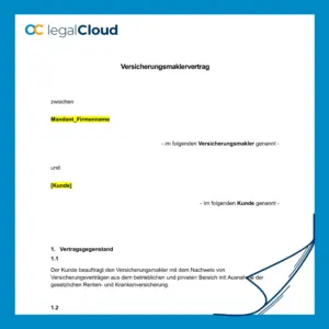 Versicherungsmaklervertrag Muster für gewerbliche und private Kunden - Vorschau