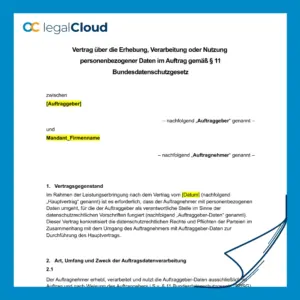 Vertrag Auftragsdatenverarbeitung auftraggeberfreundlich nach § 11 BDSG - Vorschau