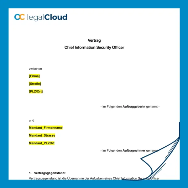 Vertrag Chief Information Security Officer CISO ISO27001 Muster - Vorschau