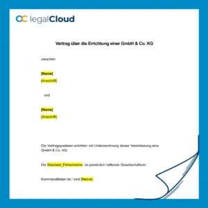 Vertrag Errichtung GmbH und Co. KG - Gesellschaftsvertrag Mustervorlage - Vorschau