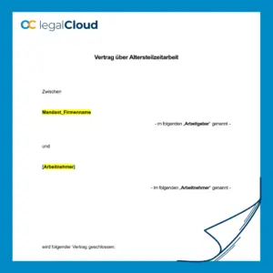 Vertrag über Altersteilzeitarbeit - Vorlage nach Altersteilzeitgesetz (125) - Vorschau