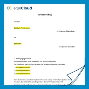 Verwaltervertrag Wohnungseigentum - rechtssichere Vorlage für Wohnungseigentumsgemeinschaft WEG - Vorschau