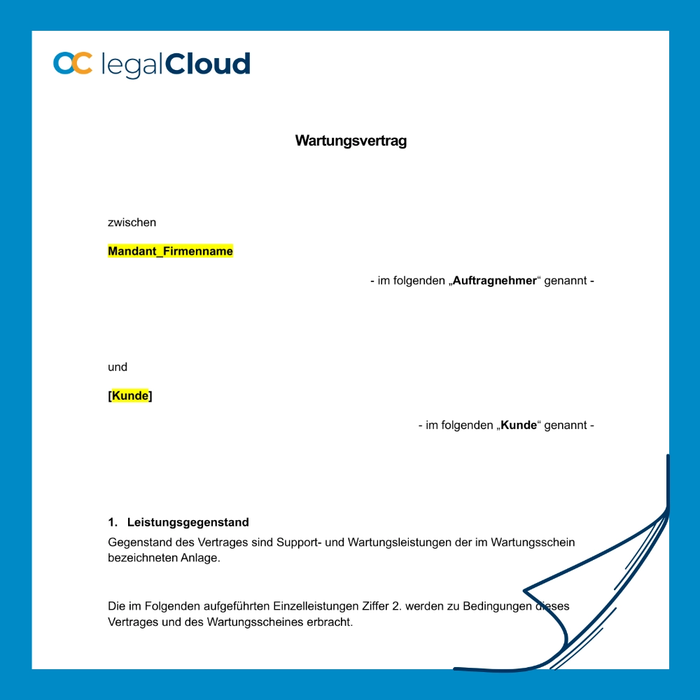 Wartungsvertrag inkl. Wartungsschein - Muster für IT-Systeme und und Instandhaltung von Hardware und Software (106) - Vorschau