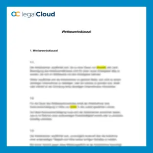 Wettbewerbsklausel Arbeitsvertrag - Vorlage mit Karenzentschädigung - Vorschau