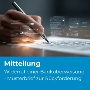 Widerruf einer Banküberweisung - Musterbrief zur Rückforderung - Produktbild