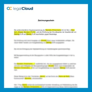 Zeichnungsschein zur Kapitalerhöhung - rechtssichere Vorlage für AG (118) - Vorschau